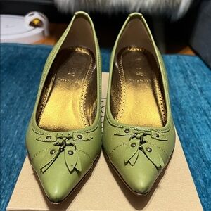 J. Crew Green Leather Heels